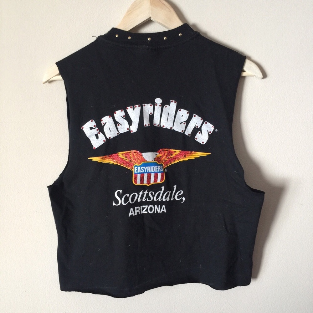 ✂️ r e s t y l e d || bling/stud easyrider crop ✂️ - Picture 2 of 6